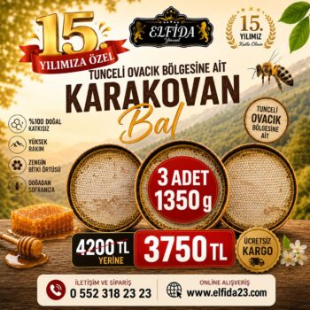 3 Adet 1350 Gr Ovacık Karakovan Bal